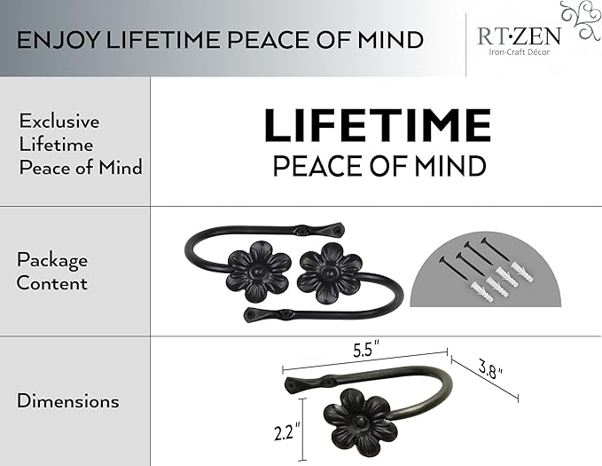 RTZEN Decorative Metal Curtain Tiebacks - Image 4