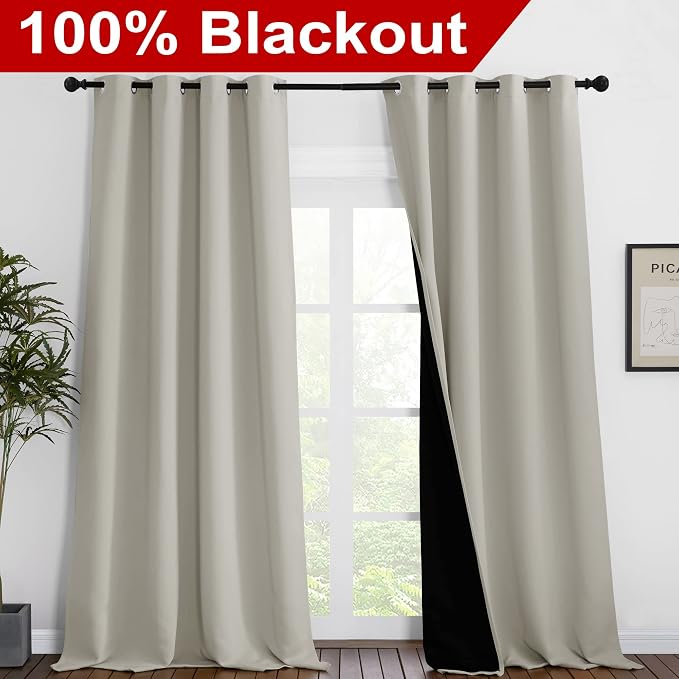 NICETOWN Full Shading Curtains 96 inches Long 2 Panels Set - Image 2