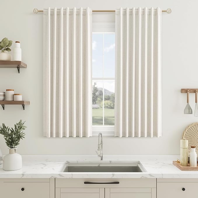 Guken Cream 100% Blackout Curtains 45 Inch Length 2 Panels Set by Guken