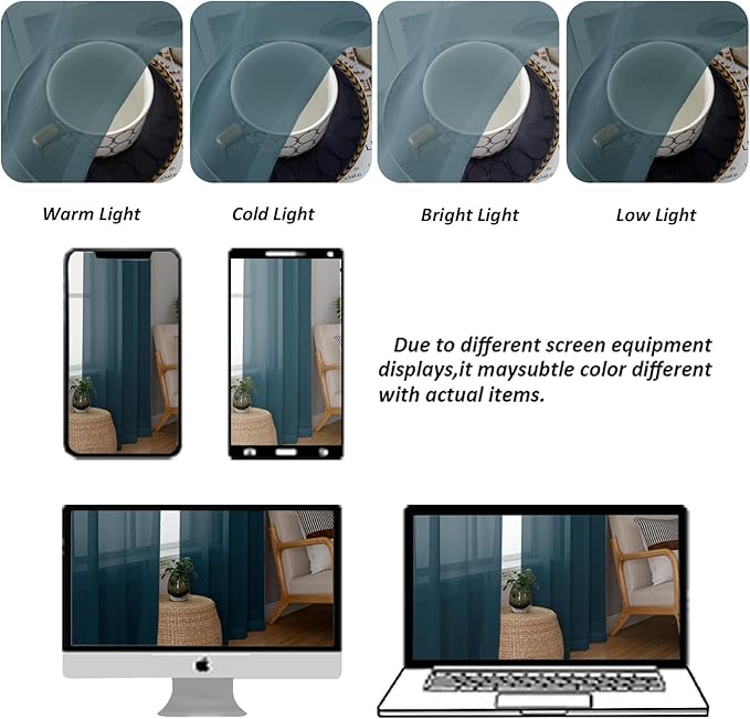 Chyhomenyc Sheer Valances for Windows 2 Pack, Small Window Curtains for Living - Image 4