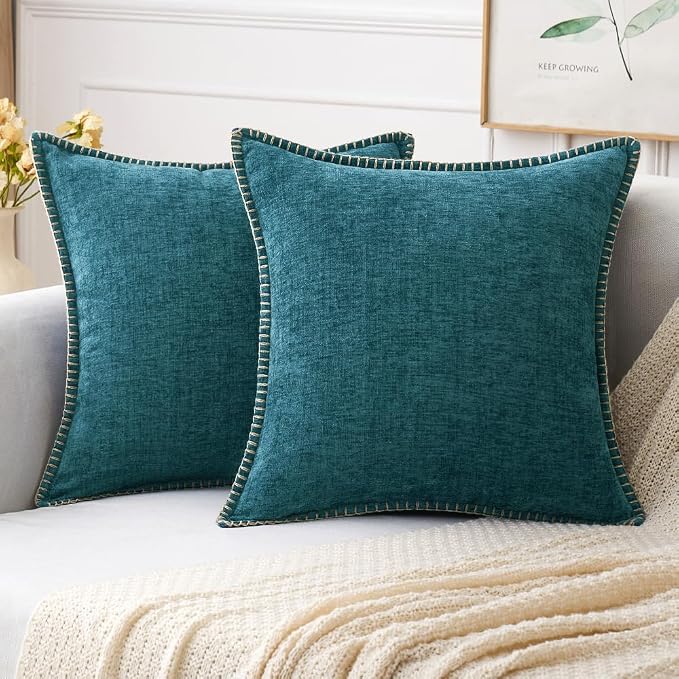 MIULEE Pack of 2 Couch Throw Pillow Covers 20x20 Inch Dark Teal Farmhouse by MIULEE