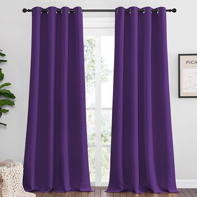 NICETOWN Royal Purple Blackout Curtains 120 inches Length by NICETOWN