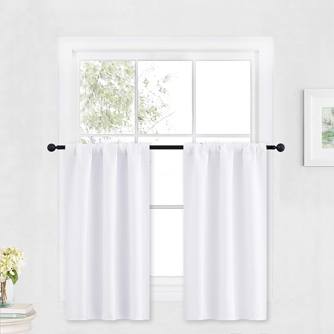 RYB HOME Cafe Curtains 30 inch Length, Short Light UV Heat Blocking Energy by RYBHOME