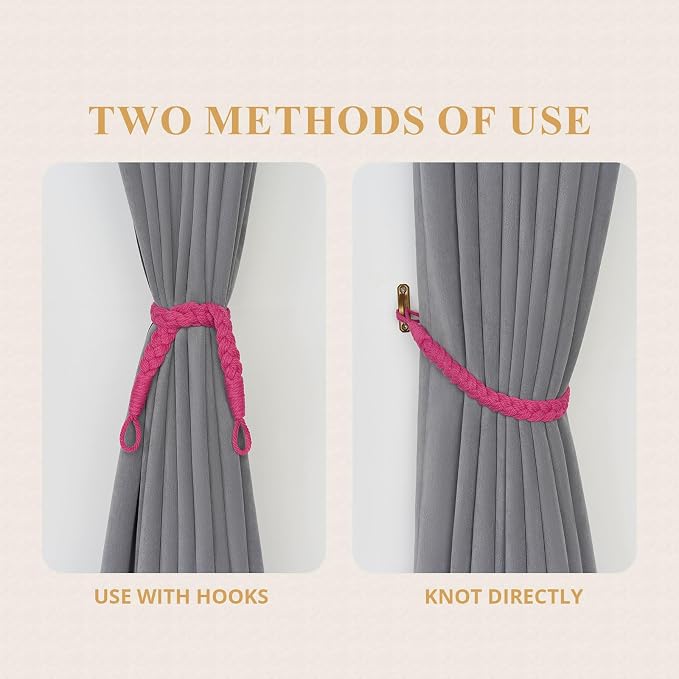 NICEEC 4 Pack Natural Cotton Rope Curtain Tiebacks Elegant Boho Style - Image 5