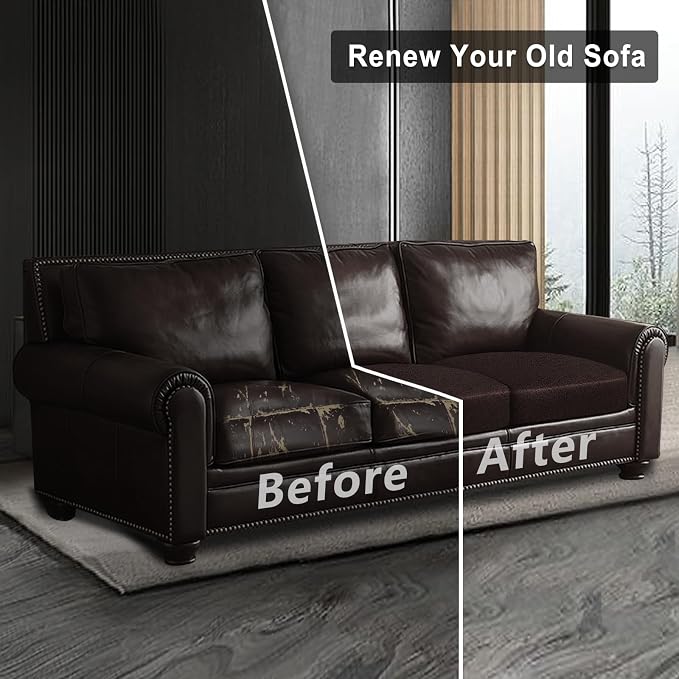 Leather Look Couch Cushion Covers Sofa Seat Slipcovers Sets Couches Furniture - Image 7