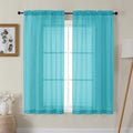 Gwine Turquoise Sheer Curtains 63 Inch Length by Gwine