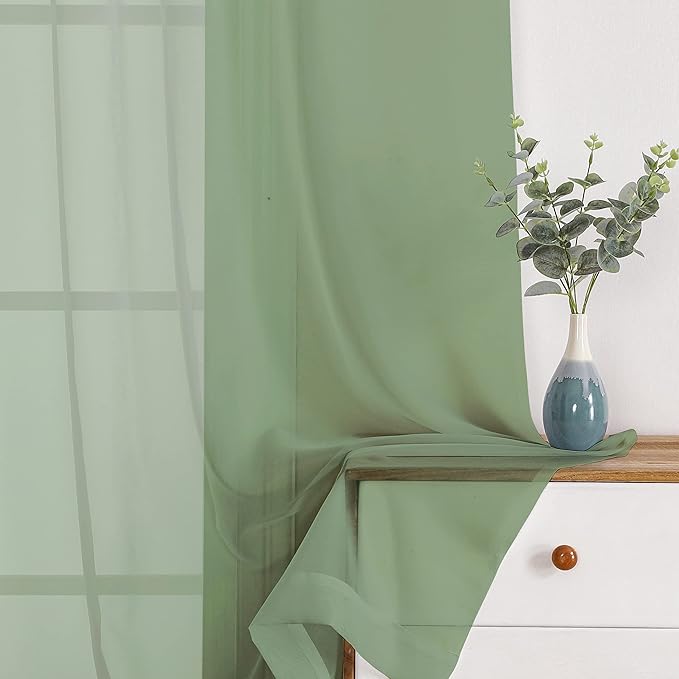 Chyhomenyc Sheer Window Curtains 144 inch Extra Long 2PCS, Airy Scarf Drapes - Image 9