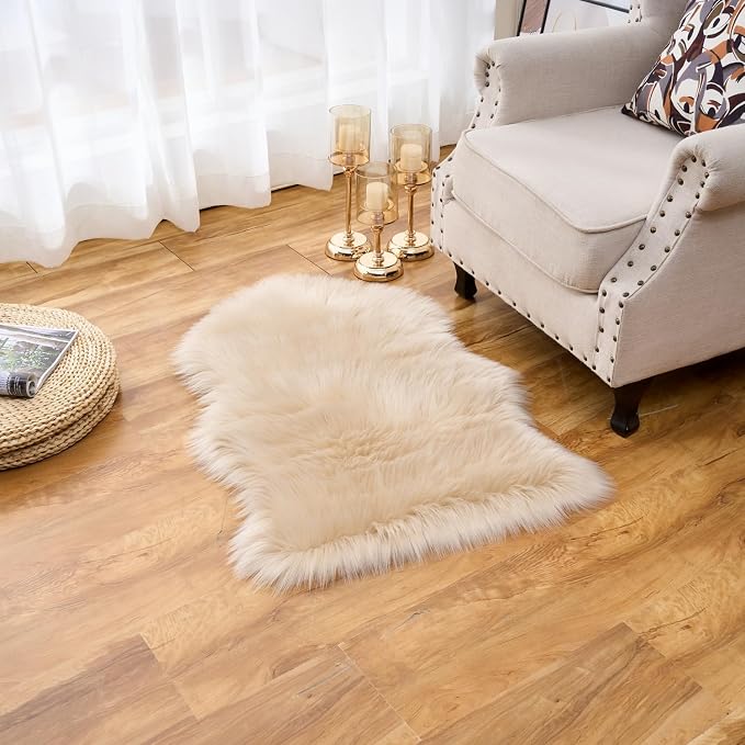 EasyJoy Ultra Soft Fluffy Shaggy Area Rug Faux Fur Rug Chair Cover Seat Pad - Image 3