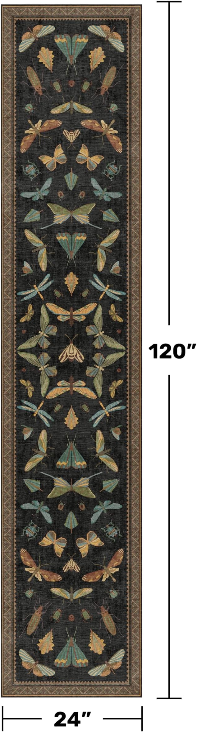 Dark Black Boho 2x10 Rug Runners - Image 2
