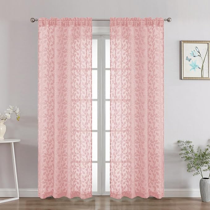 Chyhomenyc Blush Pink Sheer Curtains 72 Inches Long 2 Panels Set, Light by Chyhomenyc