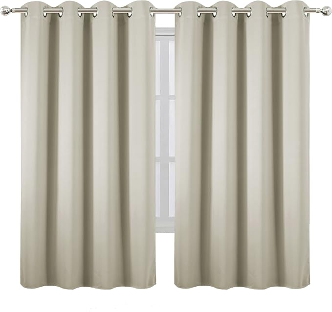 LEMOMO Light Beige Blackout Curtains 66 x 63 Inch Length/Set of 2 Curtain - Image 2