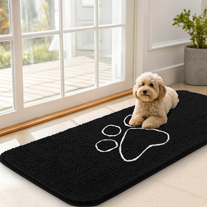 OLANLY Dog Door Mat for Muddy Paws 47x20, Paw Print Design, Absorbs Moisture by OLANLY