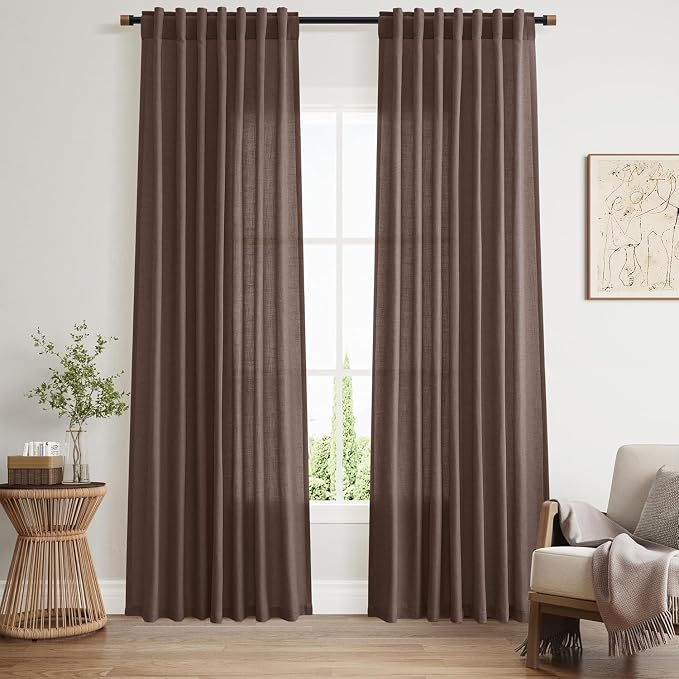 Cappuccino Linen Curtains 80 Inch Length by Nanspring