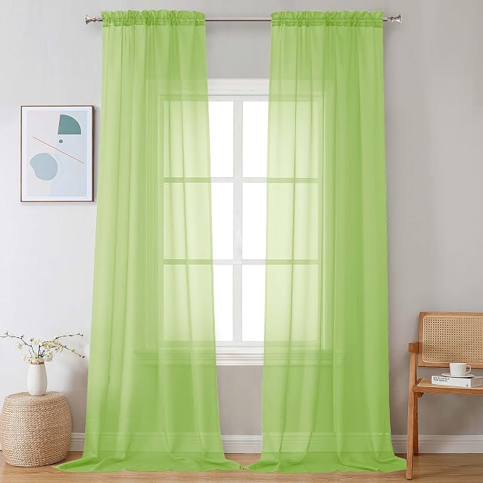 Chyhomenyc Extra Long Sheer Curtains 120 Inches Long 2 Panels Set, Light by Chyhomenyc