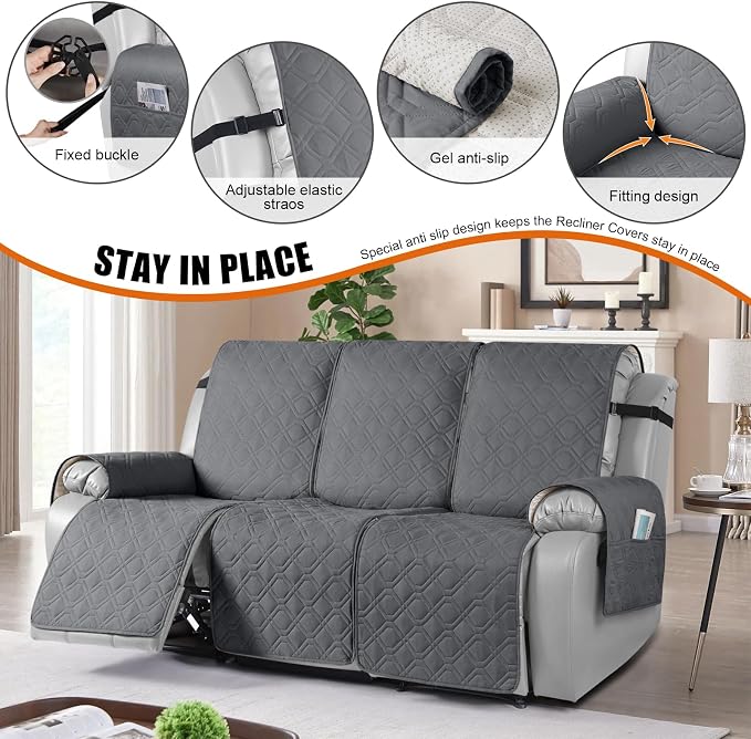 VANSOFY Waterproof Recliner Couch Covers, Sofa Covers 1-Piece Washable - Image 3