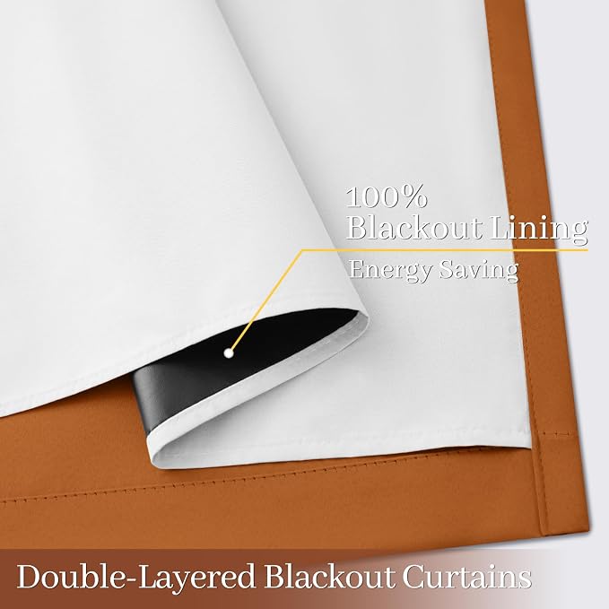 Yakamok 100% Blackout Curtain Panels 63 inches Cold and Light Blocking Drapes - Image 4