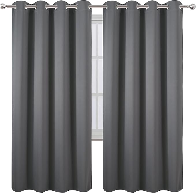 LEMOMO Grey Blackout Curtains/52 x 72 Inch/Set of 2 Panels Thermal Insulated - Image 2