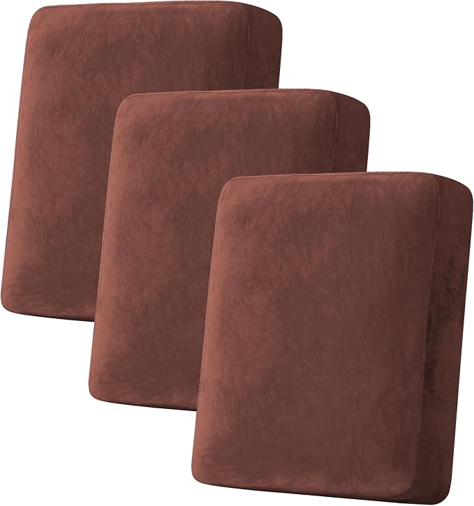 H.VERSAILTEX Velvet Stretch Couch Cushion Cover Plush Cushion Slipcover by HVERSAILTEX