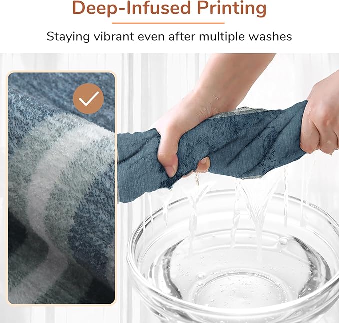 OPPODREAM Border Soft Area Rugs 5x7, Washable Blue Rug - Image 7