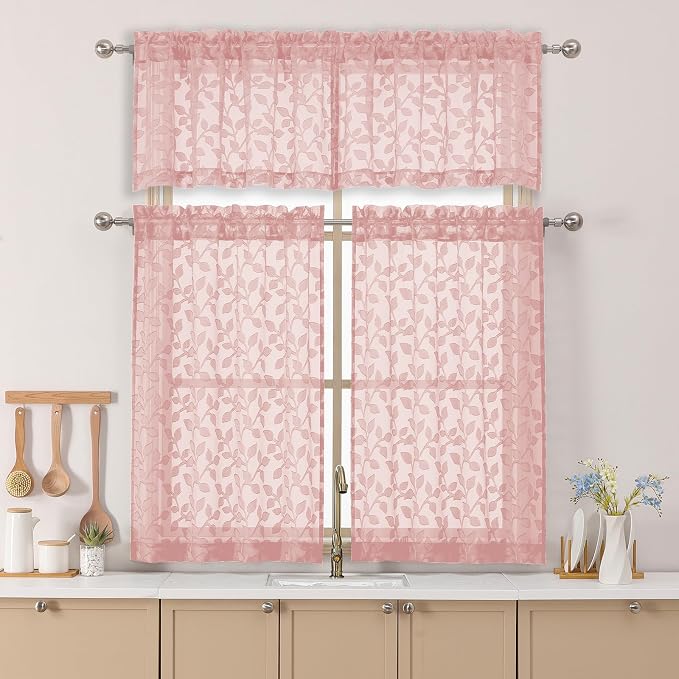 Chyhomenyc Blush Pink Sheer Valances - Image 2