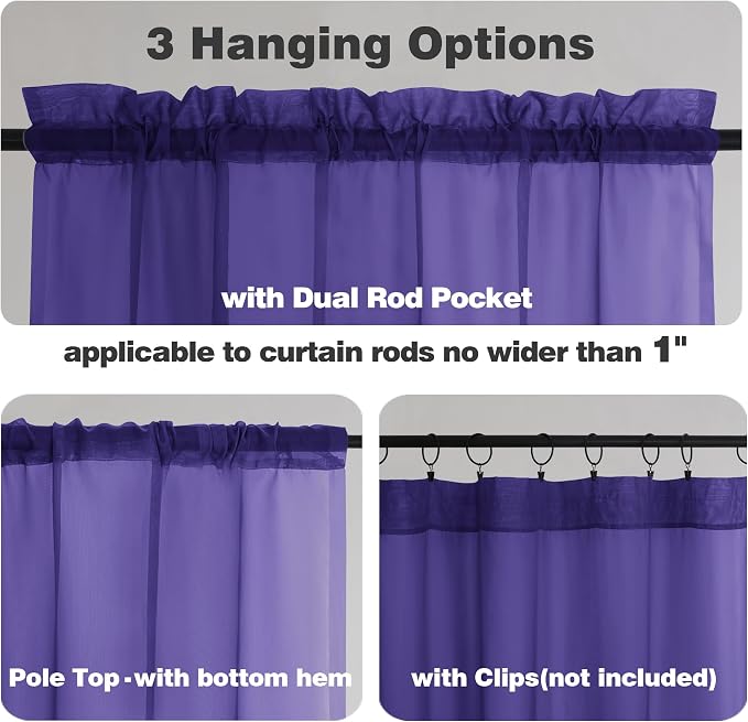 Chyhomenyc Purple Sheer Curtains 84 Inch Length 2 Panels, Light Filtering Soft - Image 6