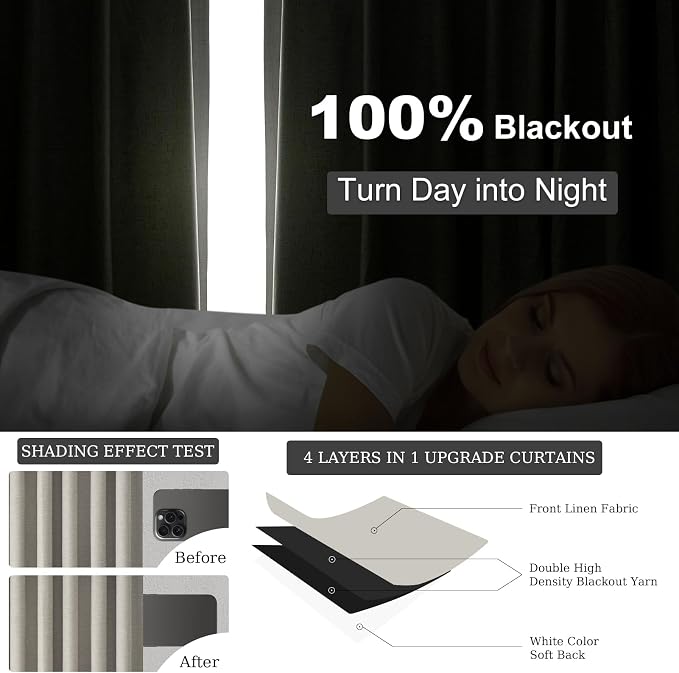 Topfinel 84 Inch Long Linen Blackout Curtains - Image 4