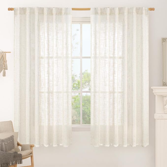 LAMIT Cream Linen Curtains 63 Inch by LAMIT