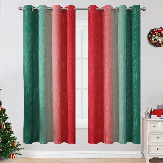 Estelar Textiler Red and Green Blackout Curtains - Image 2
