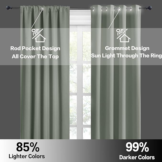 RYB HOME Blackout Bathroom Window Curtains, Short Thermal Insulated Heat - Image 6