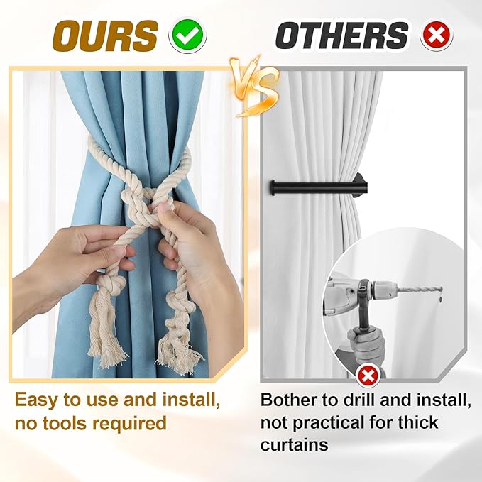 8 Pcs Hand Woven Curtain Tiebacks No Drilling - Image 3