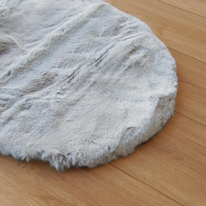 ORINOVA Round Furry Rugs for Living Room Faux Rabbit Fluffy Fur Rug for Bedroom - Image 8