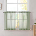 Simplebrand Sage Tier Curtains for Kitchen 24 Inches Long 2 PaSet, Rod Pocket by Simplebrand