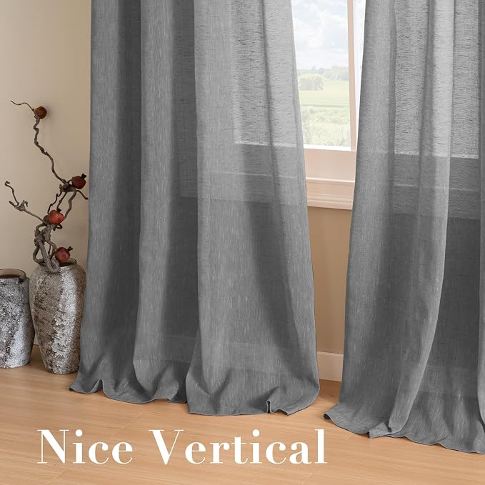 H.VERSAILTEX Linen Curtains Flax Linen Blended Curtain Panels - Image 7