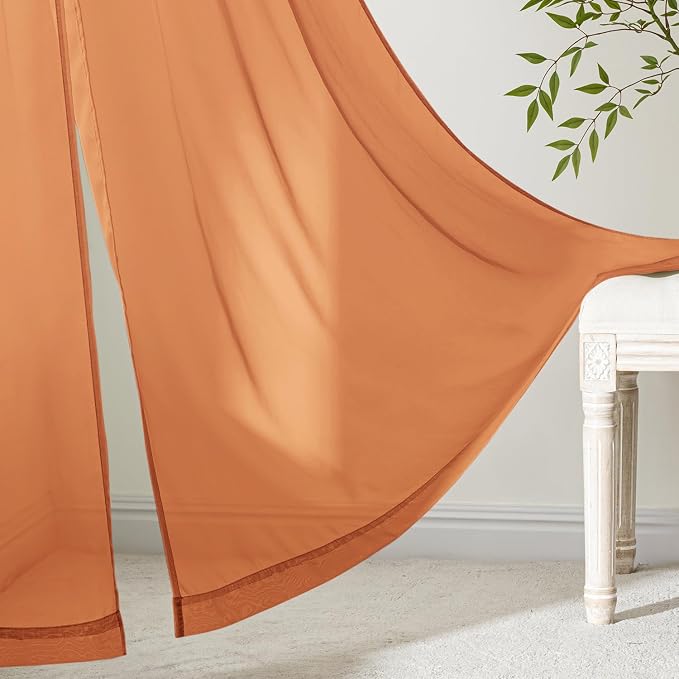 MIULEE Fall Orange Sheer Curtains 63 Inches Long 4 Panels 42 x 63 Inches | - Image 7