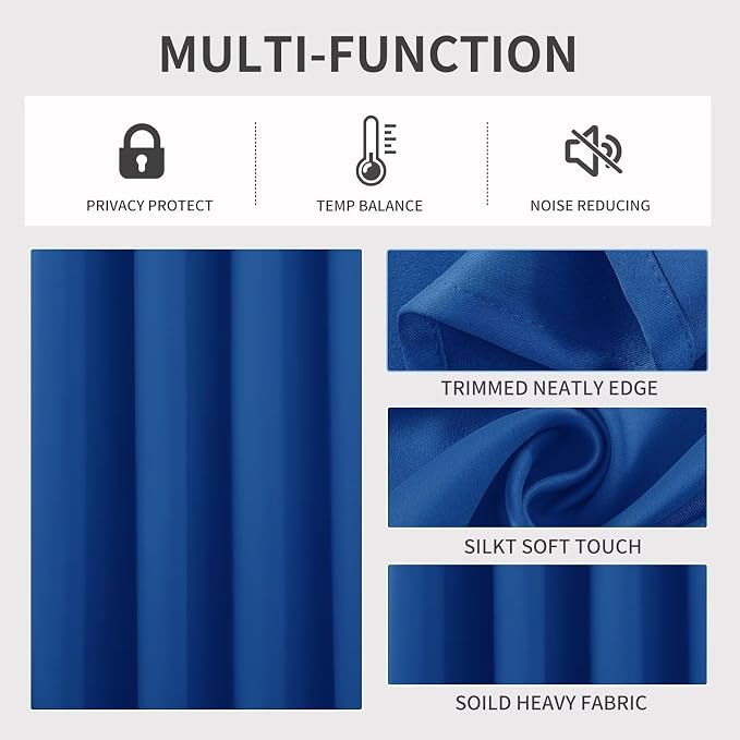 Joydeco Royal Blue Custom Solid Single Blackout Curtain - Image 4