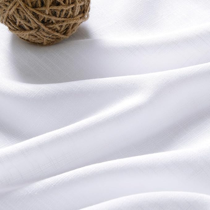Nanspring Snow White Linen Curtains 96 Inches Long - Image 4