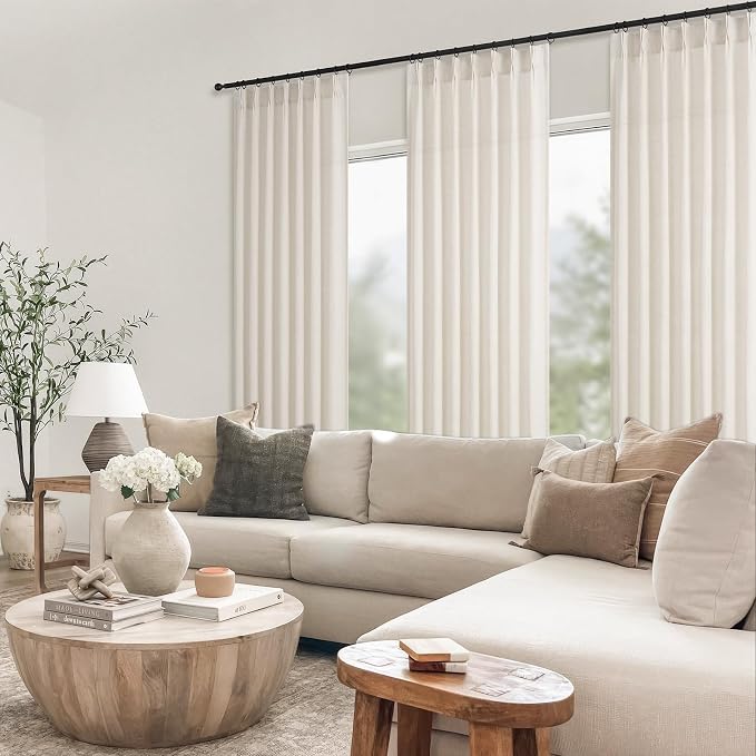 Topfinel 108 Inch Pinch Pleated Curtains 2 Panels, Birch Semi Sheer Curtains - Image 8
