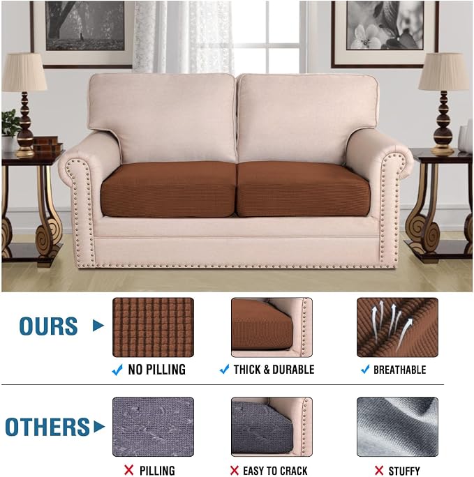 H.VERSAILTEX High Stretch Couch Cushion Covers, Chair Sofa Seat Slipcovers - Image 3