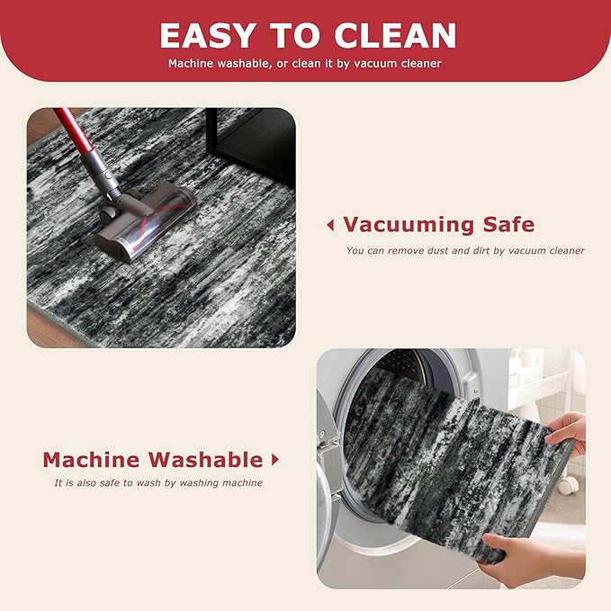 KOZYFLY Kitchen Runner Rug for Hallway Non-Slip Modern Abstract Runner Rug 2x5 - Image 5