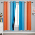 Ombre Orange and Blue Blackout Curtains 72 Inch Length 2 panels, Full Room by ESTELARTEXTILER