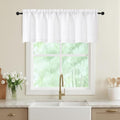 White Valances for Windows, Light Filtering Faux Linen Textured Small Short by WelvetBLK