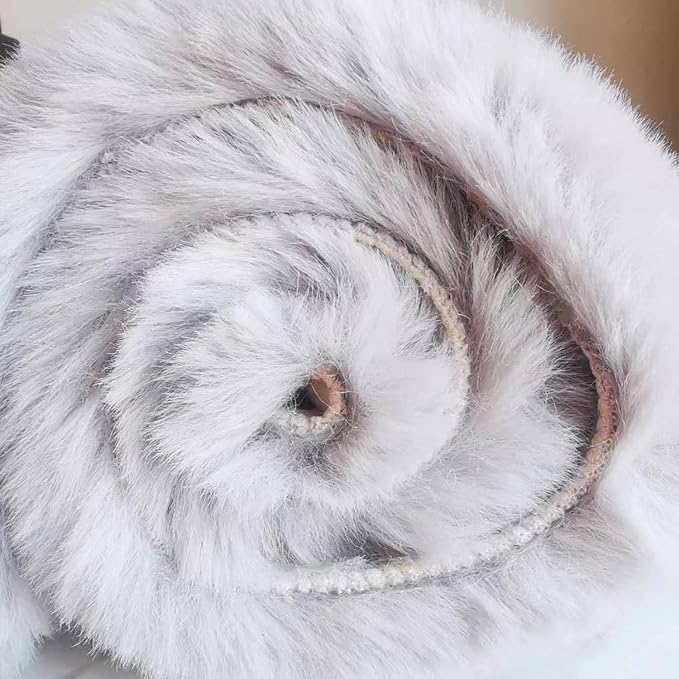 Ghouse Faux Rabbit Fur Round Rug 3ft Grey Round Rugs - Image 5