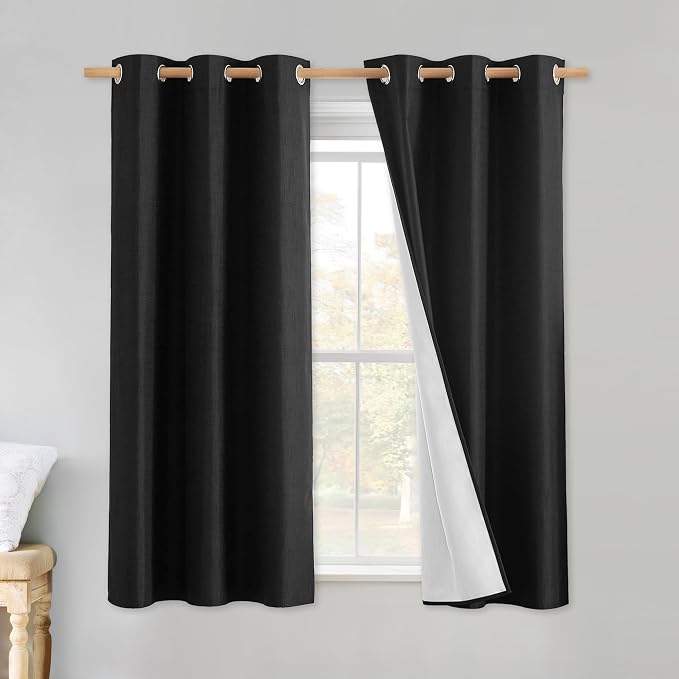 NICETOWN Vintage Open Linen Weave Flax Thermal Curtains, 100% Blackout Curtains by NICETOWN