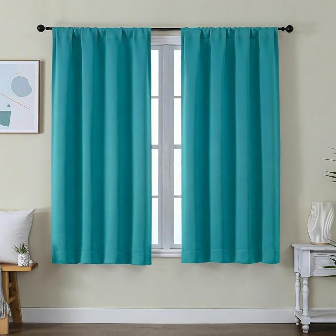 Simplebrand Ava Teal Short Blackout Curtains by Simplebrand