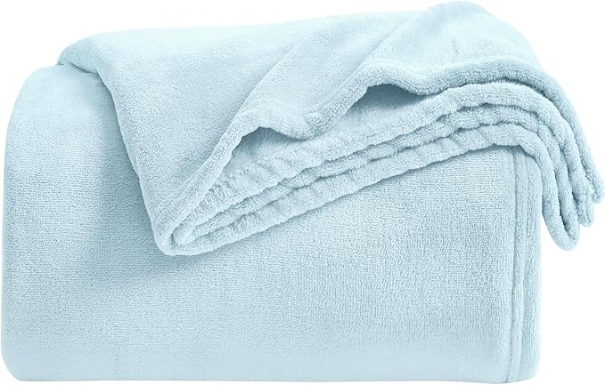 KMUSET Fleece Blanket Mist Blue Lightweight Super Soft Cozy Fuzzy Bed Blankets by COZYBLANKETHappyHomeLife