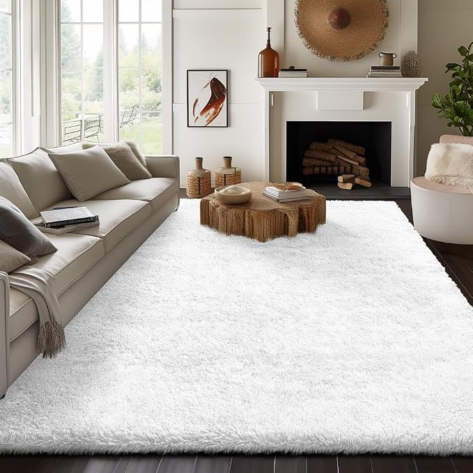 Ophanie 8x10 White Area Rugs for Living Room, Large Shag Bedroom Carpet - Image 5