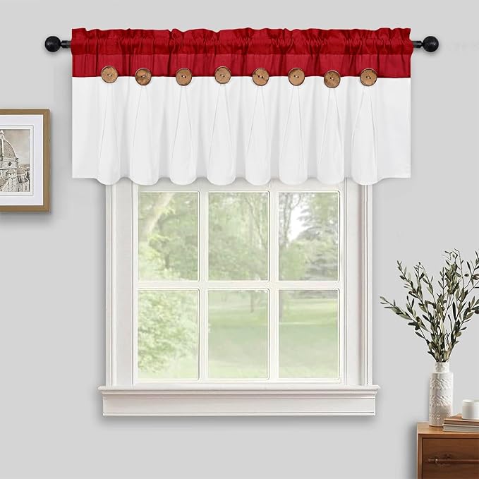 FRAMICS Farmhouse Valance Curtains, Boho Cotton Linen Kitchen Valance, Country - Image 2