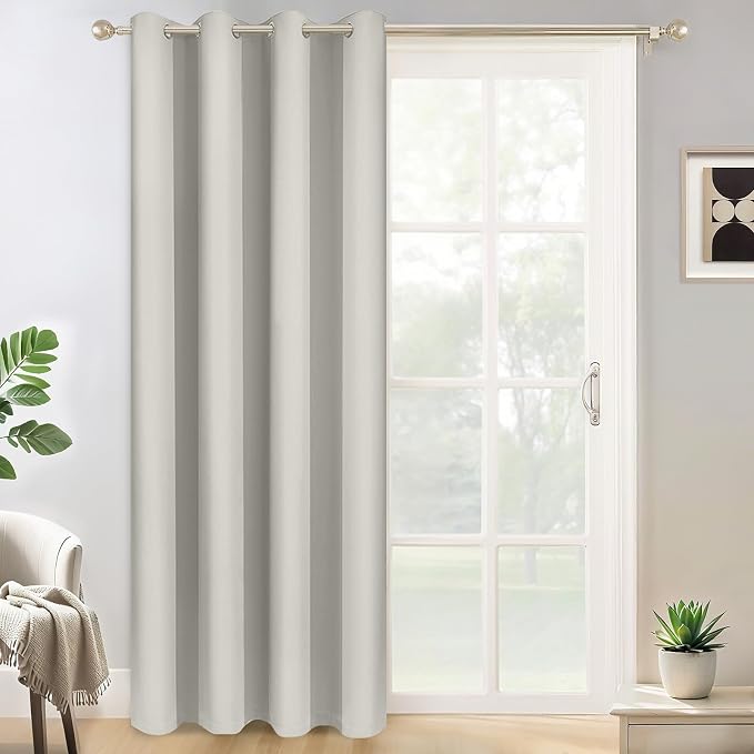 Yakamok Wide Thermal Blackout Patio Door Curtain Panel, Light Beige Grommet by Yakamok