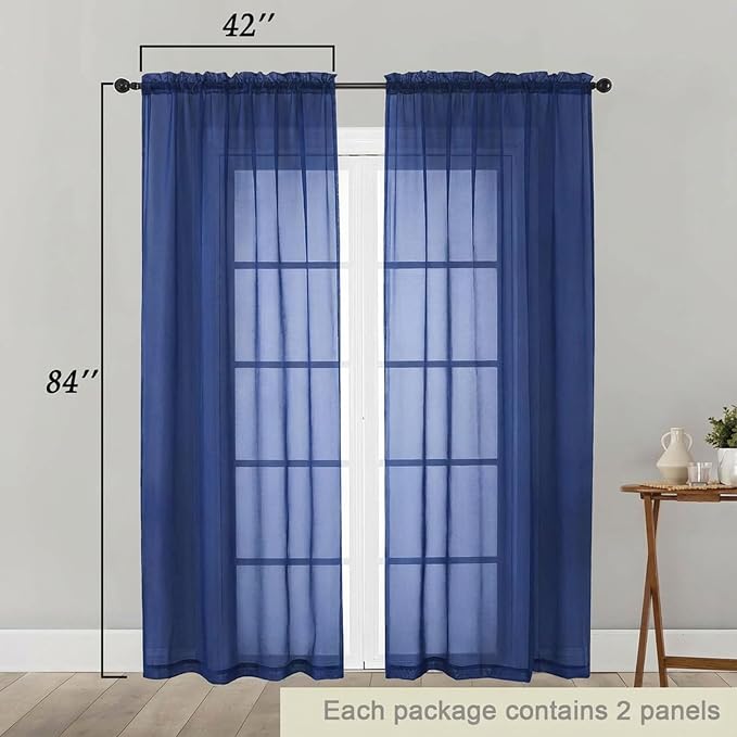 Sheer Curtains 84 Inches Long 2 Panels Set - Image 2