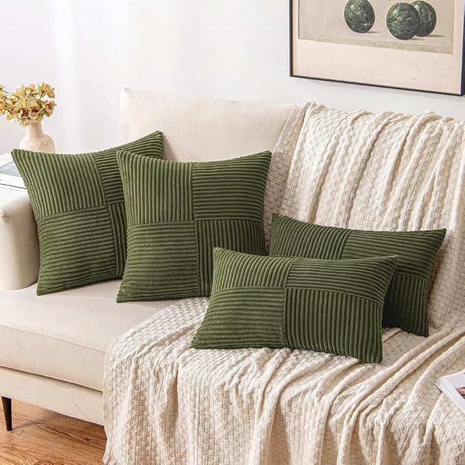 MIULEE Olive Green Decorative Throw Pillow Covers 18x18 Inch - Image 2
